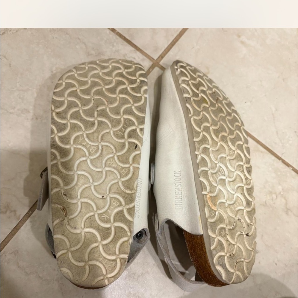 White Birkenstock Clogs with Buckles - Picture 2 of 3